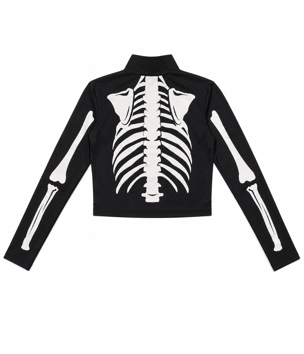 Women's Skeleton Long Sleeve Crop Top