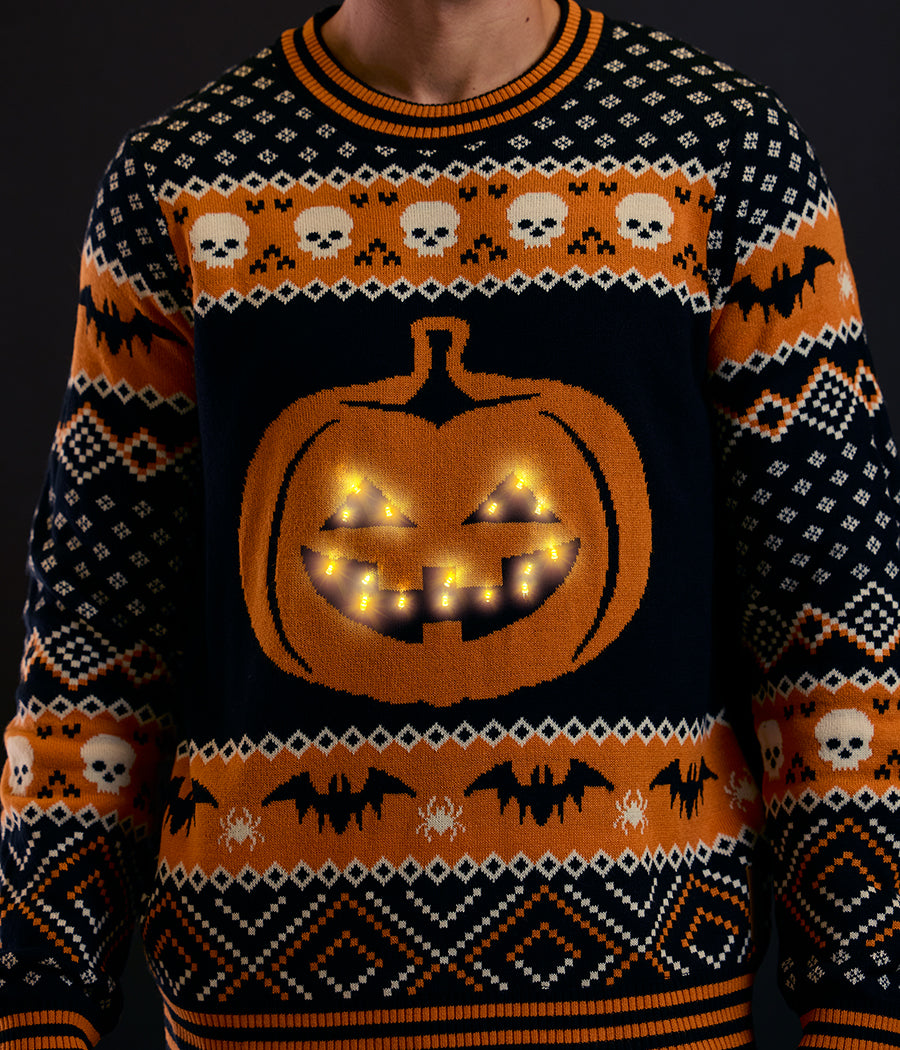 Men's Pumpkin Light Up Sweater
